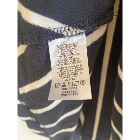 Loft Navy & White Striped Fit-And-Flare Dress Keyhole Back Closure Size 8 - Picture 7 of 7